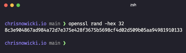 Screenshot of CLI creating a secret key